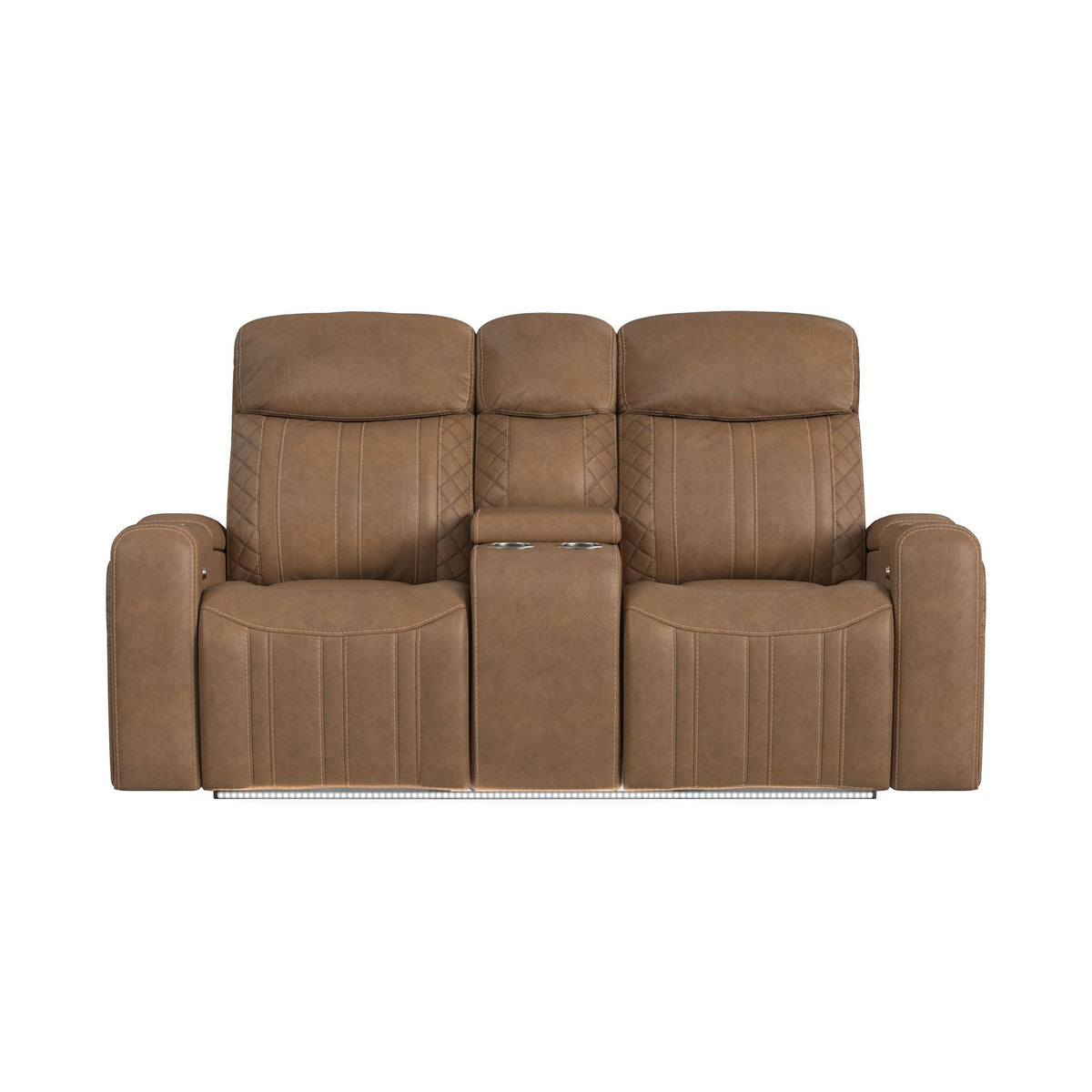 Side Kick Simba Saddle Loveseat with Console, Cupholders and White LED Light - Ornate Home