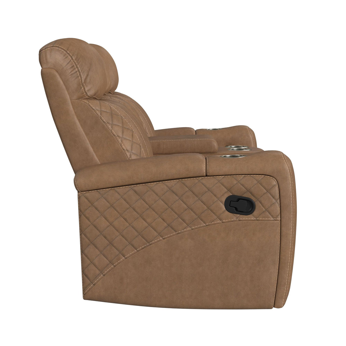 Side Kick Simba Saddle Loveseat with Console, Cupholders and White LED Light - Ornate Home