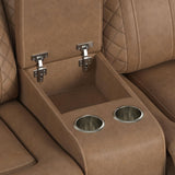Side Kick Simba Saddle Loveseat with Console, Cupholders and White LED Light - Ornate Home