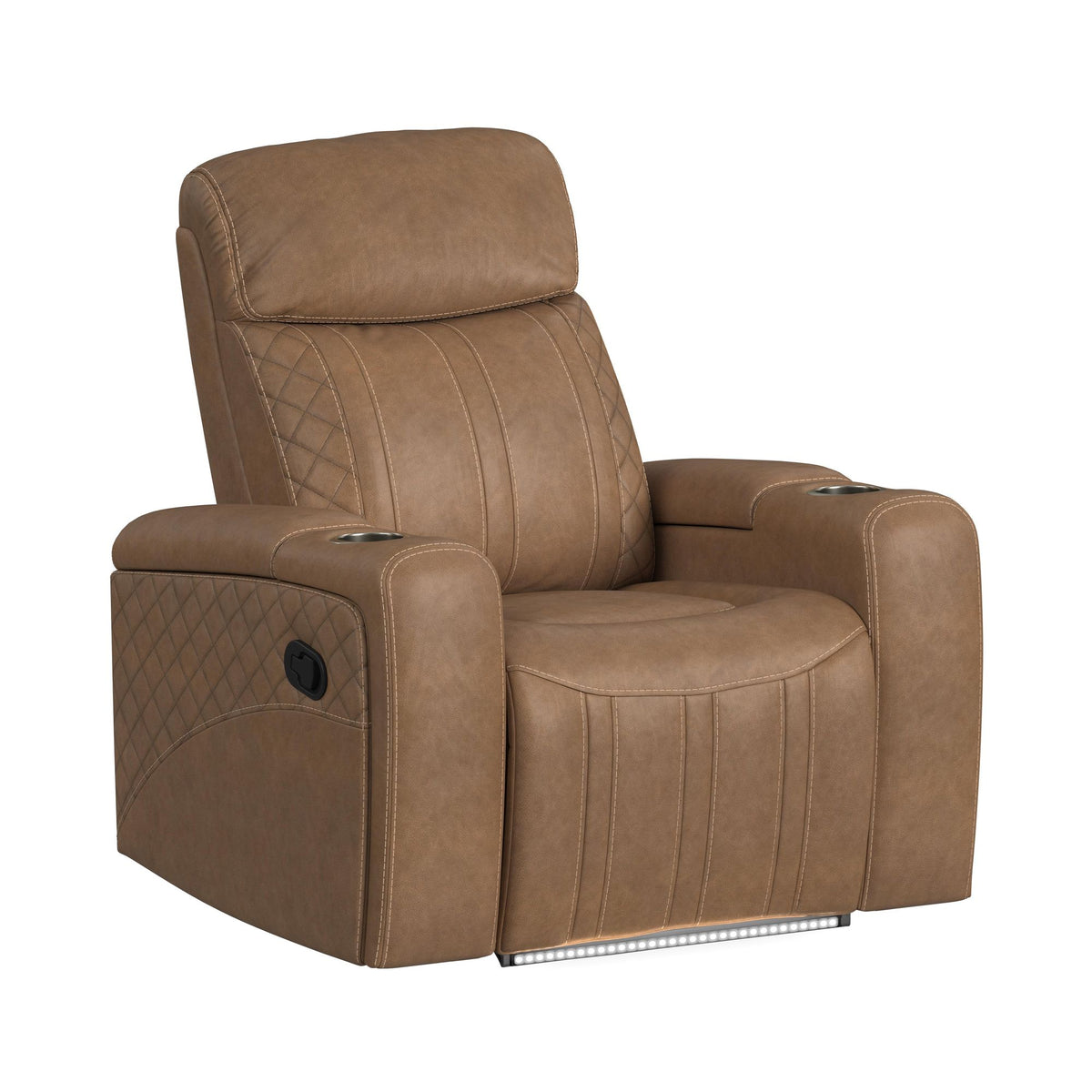 Side Kick Simba Saddle Recliner with Cupholders and White LED Light - Ornate Home