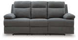 Side-Swipe Charcoal REC Sofa w/Drop Down Table (Online Special Price) - Ornate Home