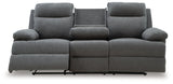 Side-Swipe Charcoal REC Sofa w/Drop Down Table (Online Special Price) - Ornate Home