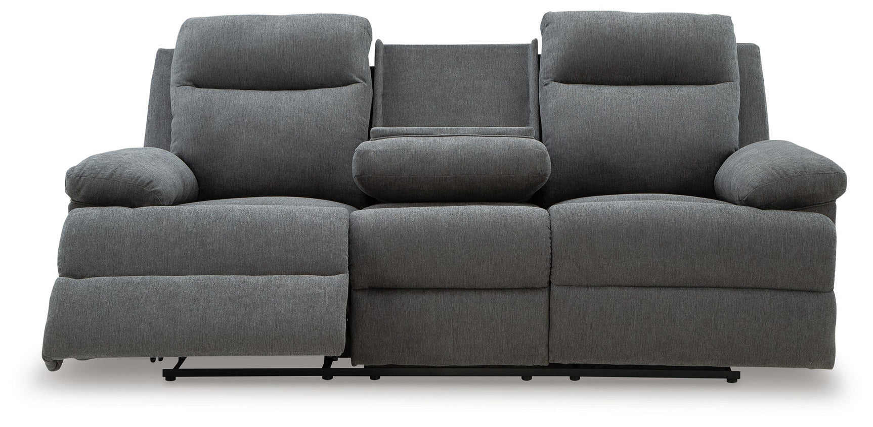 Side-Swipe Charcoal REC Sofa w/Drop Down Table (Online Special Price) - Ornate Home