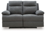 Side-Swipe Charcoal Reclining Loveseat (Online Special Price) - Ornate Home