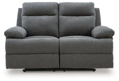 Side-Swipe Charcoal Reclining Loveseat - Ornate Home