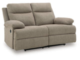 Side-Swipe Mocha Reclining Loveseat - Ornate Home