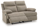 Side-Swipe Mocha Reclining Loveseat - Ornate Home