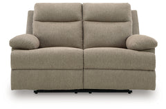Side-Swipe Mocha Reclining Loveseat - Ornate Home