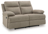 Side-Swipe Mocha Reclining Sofa and Loveseat - Ornate Home