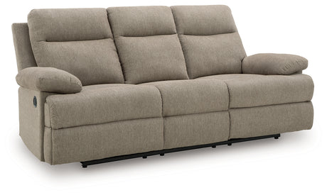 Side-Swipe Mocha Reclining Sofa and Loveseat - Ornate Home