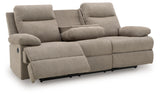 Side-Swipe Mocha Reclining Sofa and Loveseat - Ornate Home