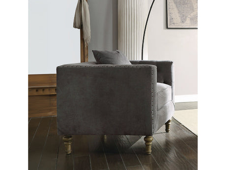 Sidonia Arm Chair in Gray Velvet - Ornate Home