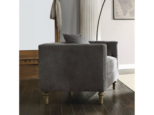 Sidonia Arm Chair in Gray Velvet - Ornate Home