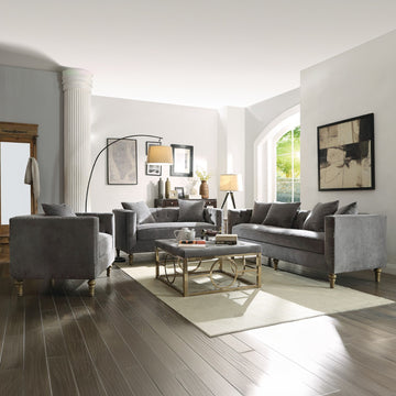 Sidonia Loveseat in Gray Velvet - Ornate Home