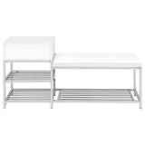 Siega White High Gloss/Chrome 1-Drawer Shoe Storage Entryway Bench - Ornate Home