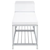 Siega White High Gloss/Chrome 1-Drawer Shoe Storage Entryway Bench - Ornate Home