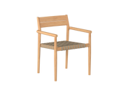 Siena Teak Taupe Beige Outdoor Woven Stacking Armchair (Set of 4) - Ornate Home