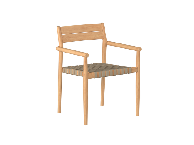 Siena Teak Taupe Beige Outdoor Woven Stacking Armchair (Set of 4) - Ornate Home