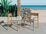 Siena Teak Taupe Beige Outdoor Woven Stacking Armchair (Set of 4) - Ornate Home