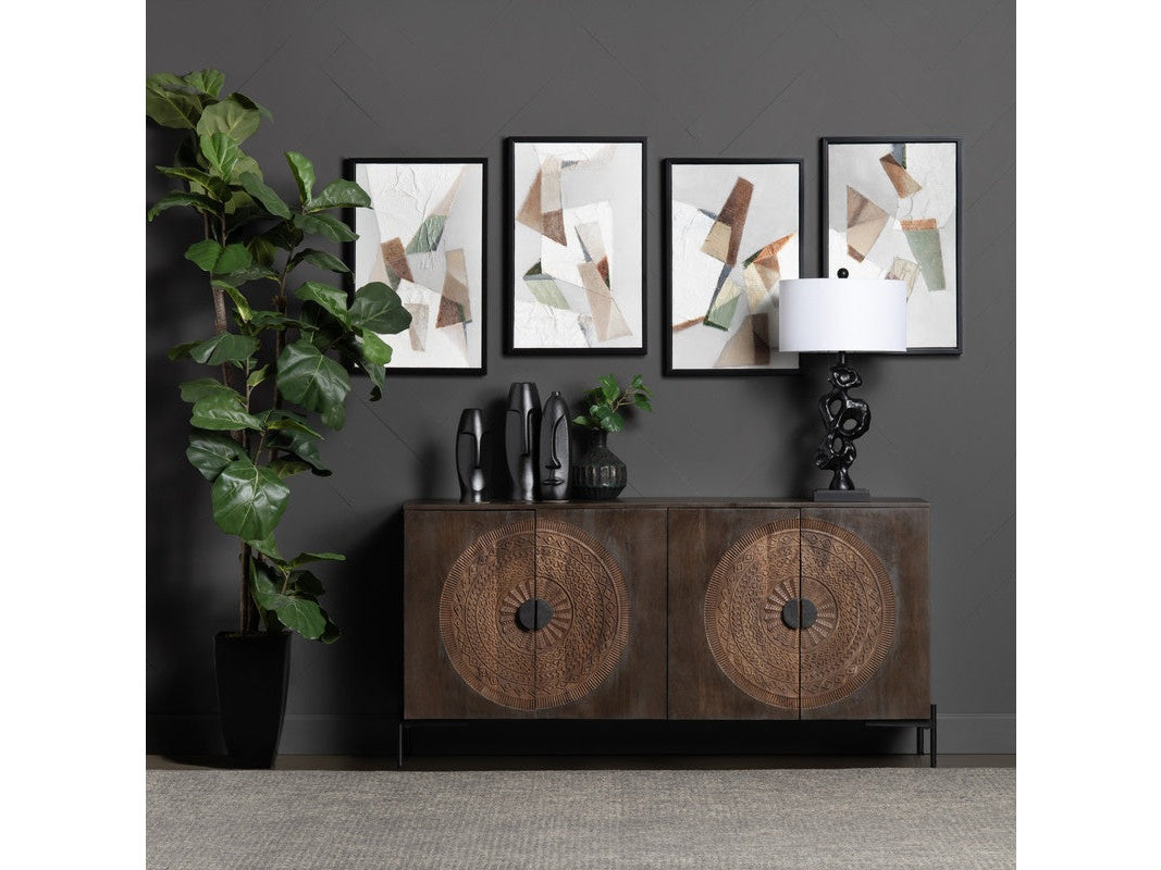 Sienna Brown/Black Four-Door Sideboard - Ornate Home