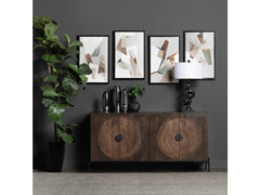 Sienna Brown/Black Four-Door Sideboard - Ornate Home