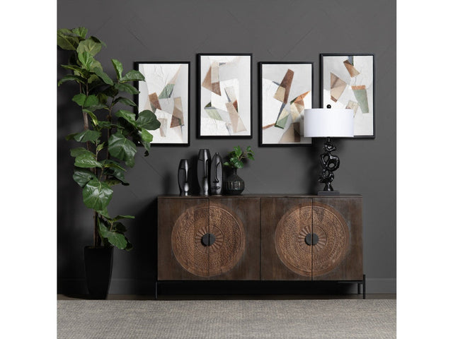 Sienna Brown/Black Four-Door Sideboard - Ornate Home