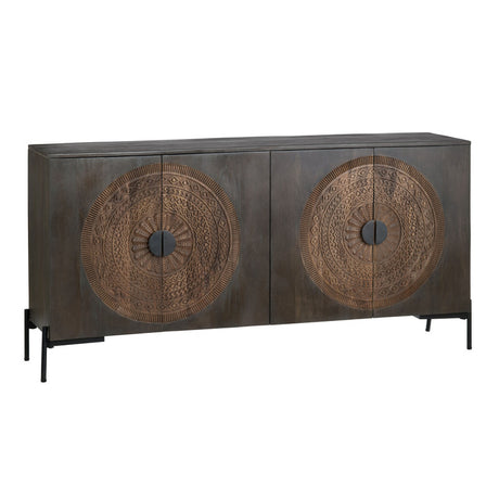 Sienna Brown/Black Four-Door Sideboard - Ornate Home