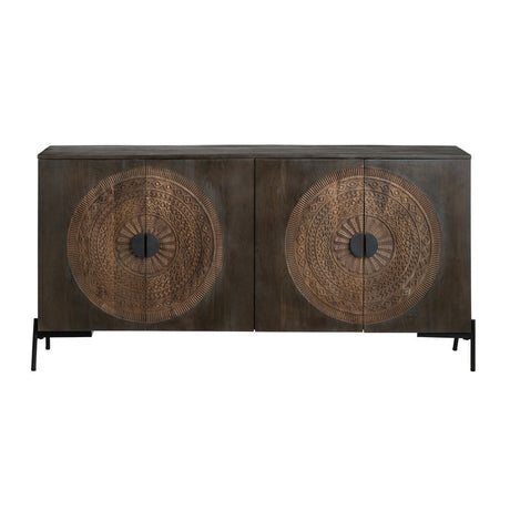 Sienna Brown/Black Four-Door Sideboard - Ornate Home