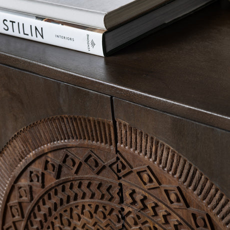 Sienna Brown/Black Four-Door Sideboard - Ornate Home
