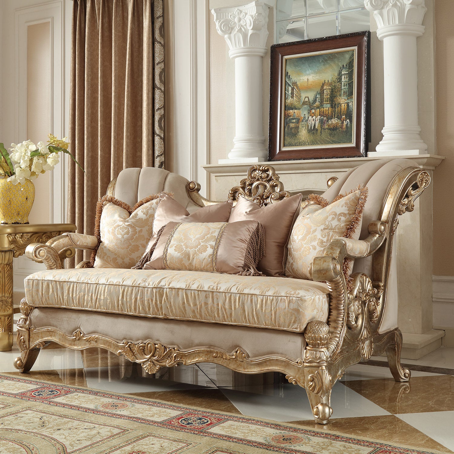 Sienna Champagne 3pc Living Room Set  / HD-2663 - Ornate Home