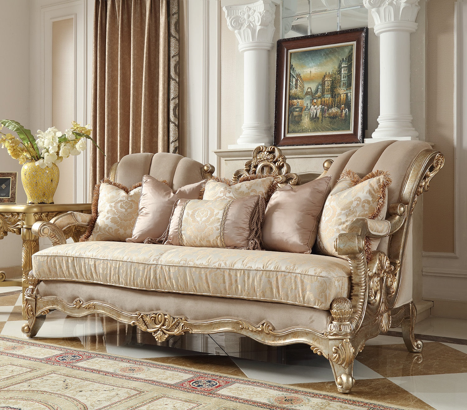 Sienna Champagne 3pc Living Room Set  / HD-2663 - Ornate Home