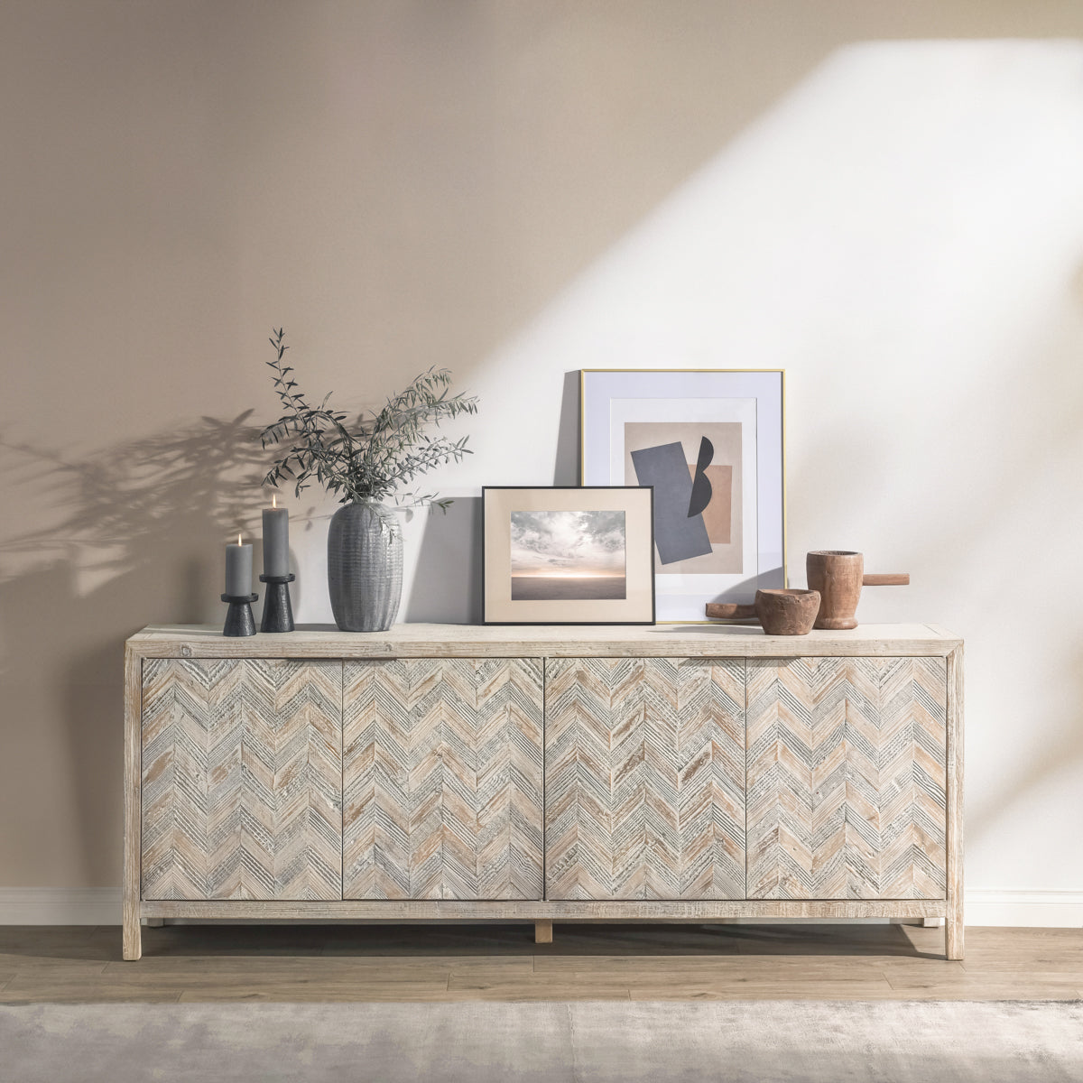 Sienna Gray/Cream Wash Cabinet - Ornate Home