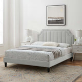 Sienna Light Gray Performance Velvet Full Platform Bed - 81.5x61.5" - Ornate Home