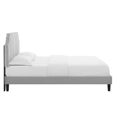 Sienna Light Gray Performance Velvet Full Platform Bed - 81.5x61.5" - Ornate Home