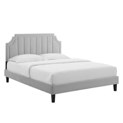 Sienna Light Gray Performance Velvet Queen Platform Bed - Ornate Home