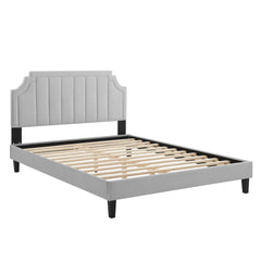 Sienna Light Gray Performance Velvet Queen Platform Bed - Ornate Home