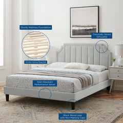 Sienna Light Gray Performance Velvet Queen Platform Bed - Ornate Home