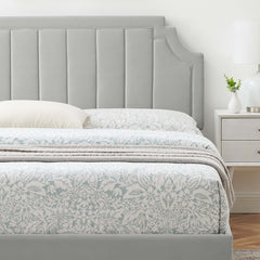 Sienna Light Gray Performance Velvet Queen Platform Bed - Ornate Home
