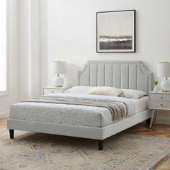 Sienna Light Gray Performance Velvet Twin Platform Bed - Ornate Home
