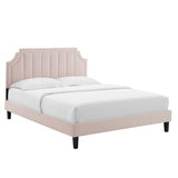Sienna Pink Performance Velvet Full Platform Bed - 81.5x61.5" - Ornate Home