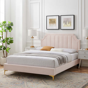 Sienna Pink Performance Velvet Full Platform Bed - 81.5x61.5x49" - Ornate Home