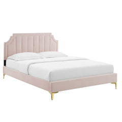Sienna Pink Performance Velvet Full Platform Bed - 81.5x61.5x49" - Ornate Home