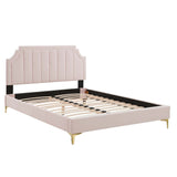 Sienna Pink Performance Velvet Full Platform Bed - 81.5x61.5x49" - Ornate Home