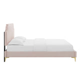 Sienna Pink Performance Velvet Full Platform Bed - 81.5x61.5x49" - Ornate Home