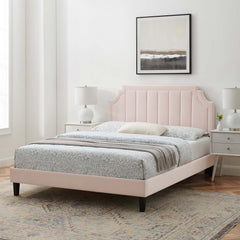 Sienna Pink Performance Velvet Queen Platform Bed - 87x63.5" - Ornate Home