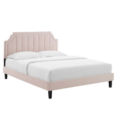 Sienna Pink Performance Velvet Queen Platform Bed - 87x63.5" - Ornate Home