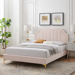 Sienna Pink Performance Velvet Queen Platform Bed - 87x63.5x49" - Ornate Home