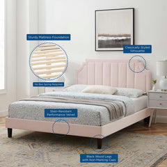 Sienna Pink Performance Velvet Twin Platform Bed - 81.5x41.5" - Ornate Home
