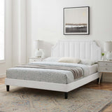 Sienna White Performance Velvet Full Platform Bed - 81.5x61.5" - Ornate Home