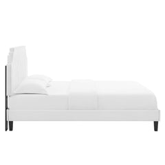 Sienna White Performance Velvet Full Platform Bed - 81.5x61.5" - Ornate Home